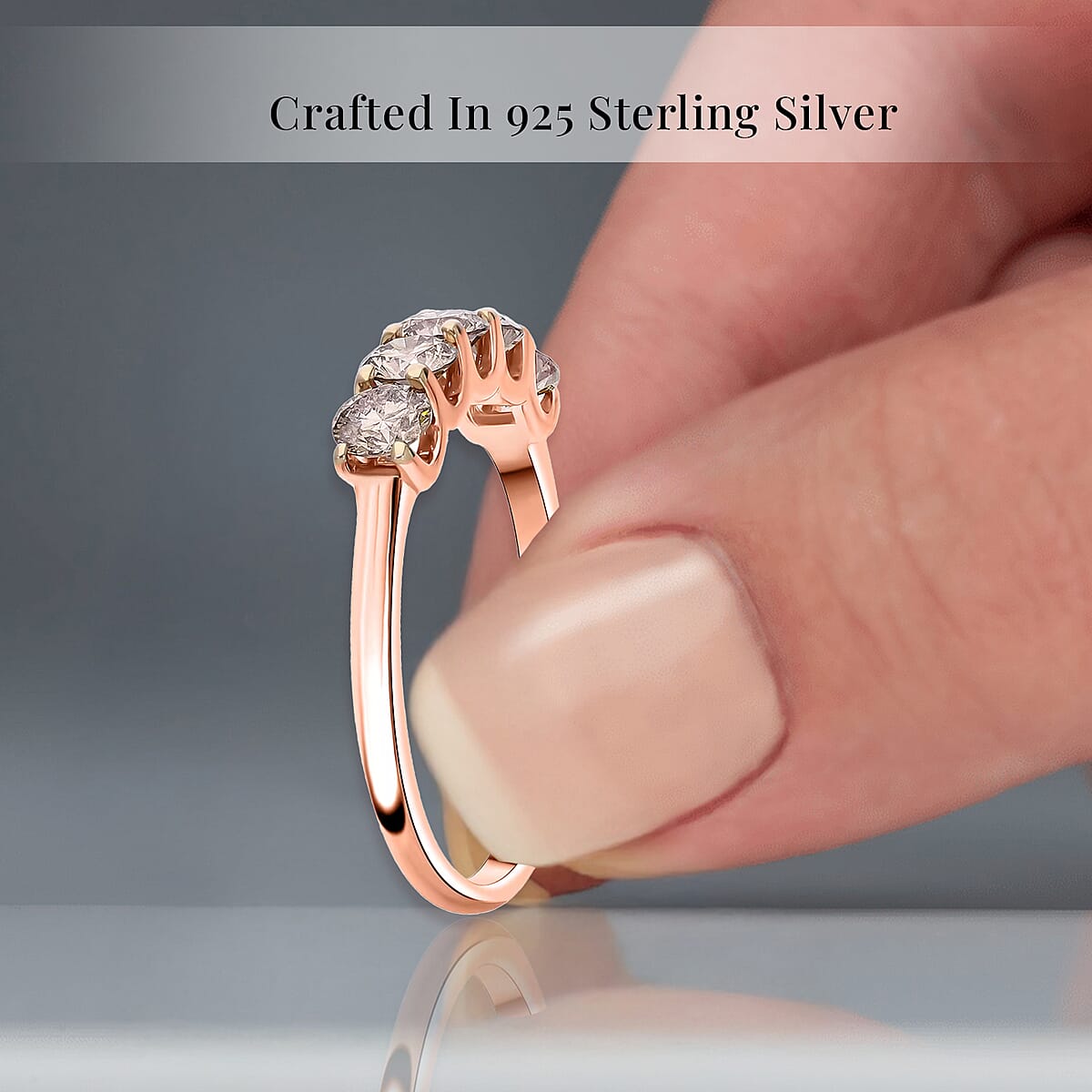 Luxuriant Lab Grown Champagne Diamond (IR) VS-SI 1.00 ctw Ring in Vermeil Rose Gold Over Sterling Silver (Size 9.0) image number 2