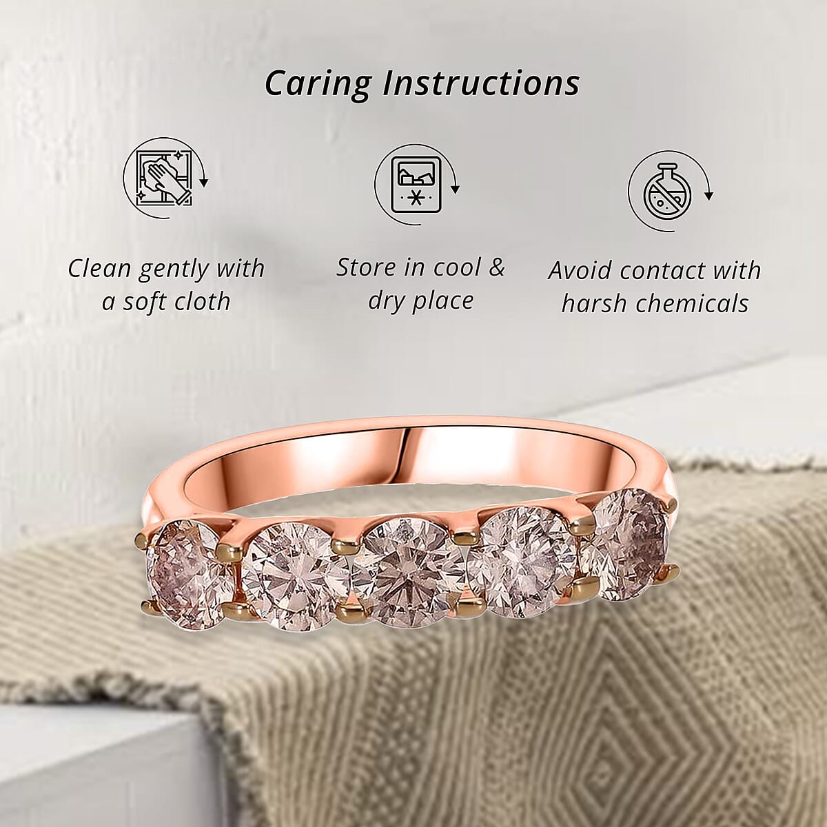 Luxuriant Lab Grown Champagne Diamond (IR) VS-SI 1.00 ctw Ring in Vermeil Rose Gold Over Sterling Silver (Size 9.0) image number 6