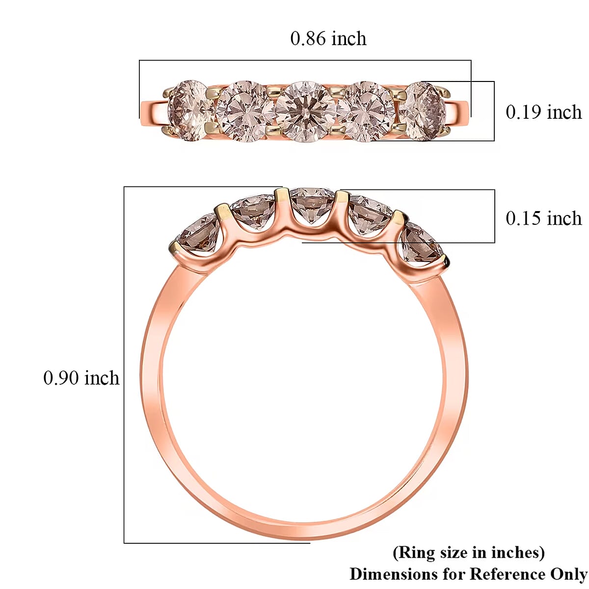 Luxuriant Lab Grown Champagne Diamond (IR) VS-SI 1.00 ctw Ring in Vermeil Rose Gold Over Sterling Silver (Size 9.0) image number 7