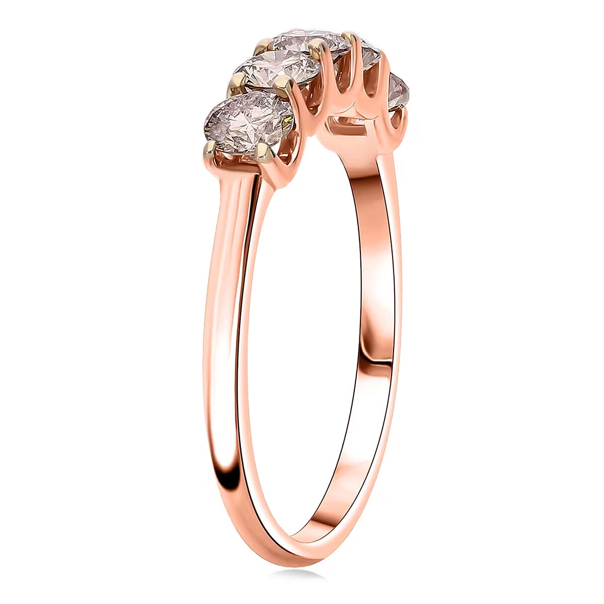 Luxuriant Lab Grown Champagne Diamond (IR) VS-SI 1.00 ctw Ring in Vermeil Rose Gold Over Sterling Silver (Size 9.0) image number 8
