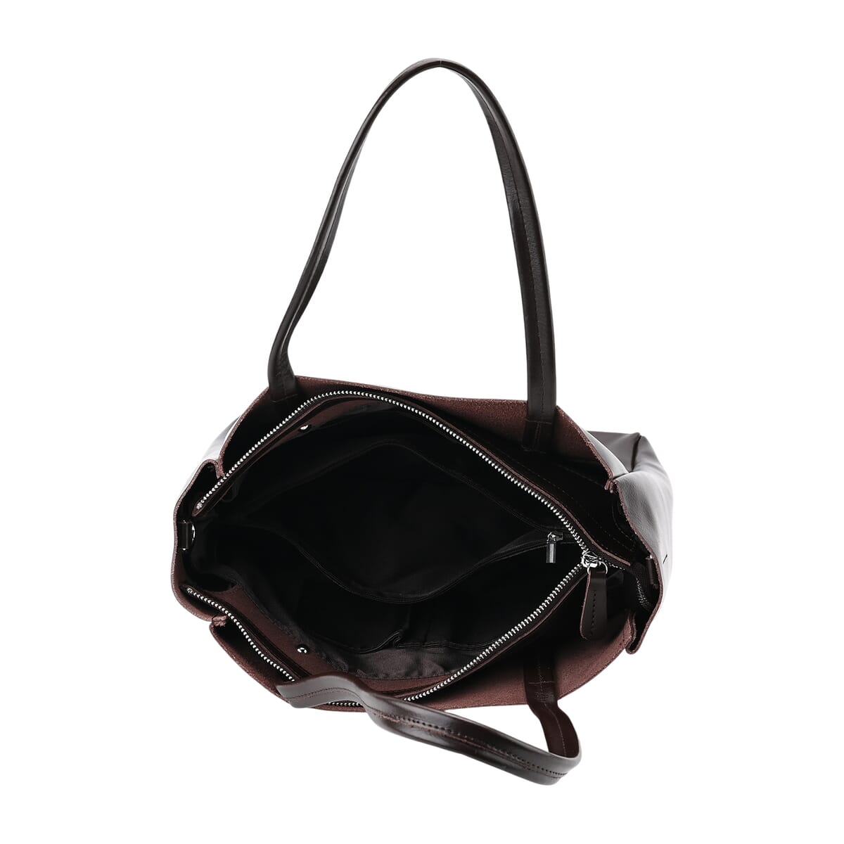 Closeout Deal Brown Genuine Leather Tote Bag (12.2"x5.1"x10.8") with Detachable Shoulder Strap image number 4