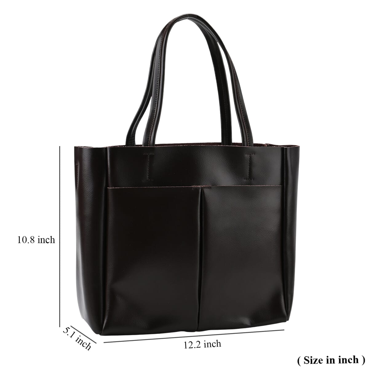Closeout Deal Brown Genuine Leather Tote Bag (12.2"x5.1"x10.8") with Detachable Shoulder Strap image number 6