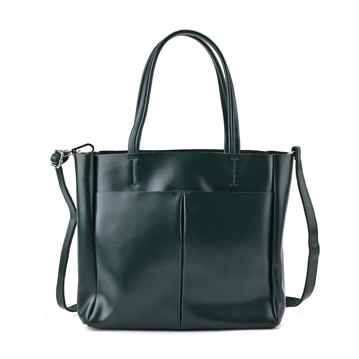 Closeout Deal Green Genuine Leather Tote Bag with Detachable Shoulder Strap image number 0