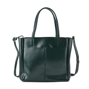Closeout Deal Green Genuine Leather Tote Bag with Detachable Shoulder Strap