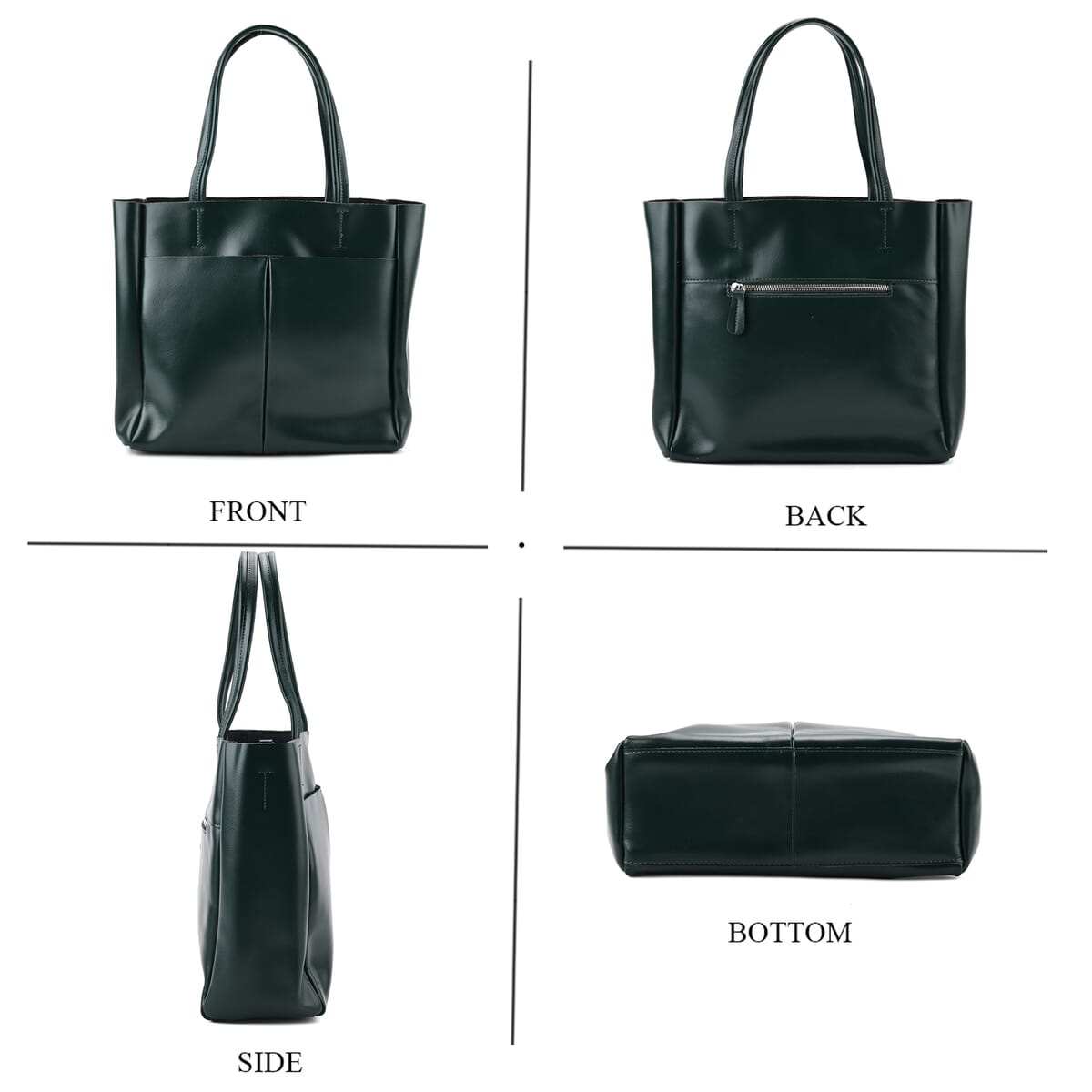 Closeout Deal Green Genuine Leather Tote Bag with Detachable Shoulder Strap image number 3