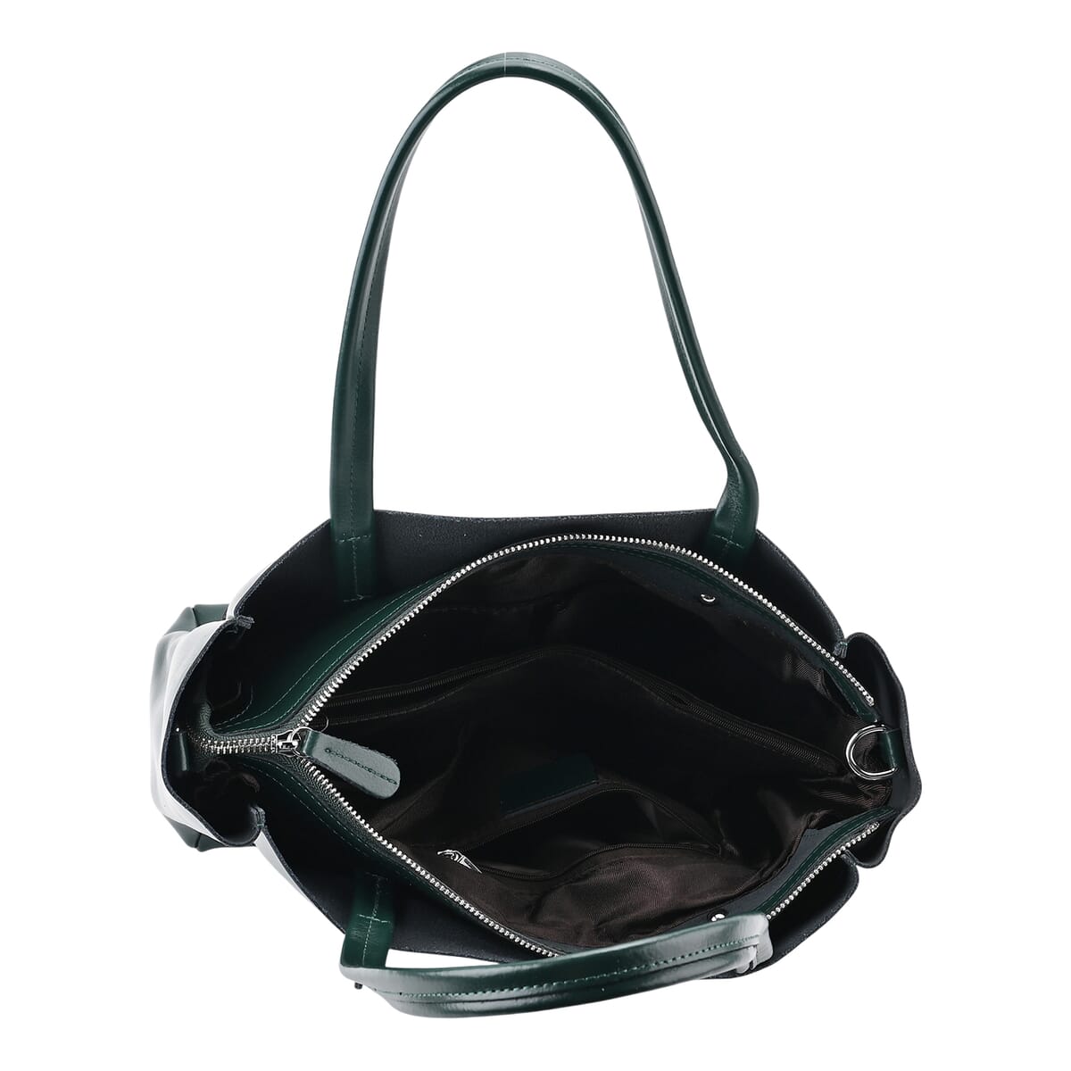 Closeout Deal Green Genuine Leather Tote Bag with Detachable Shoulder Strap image number 4
