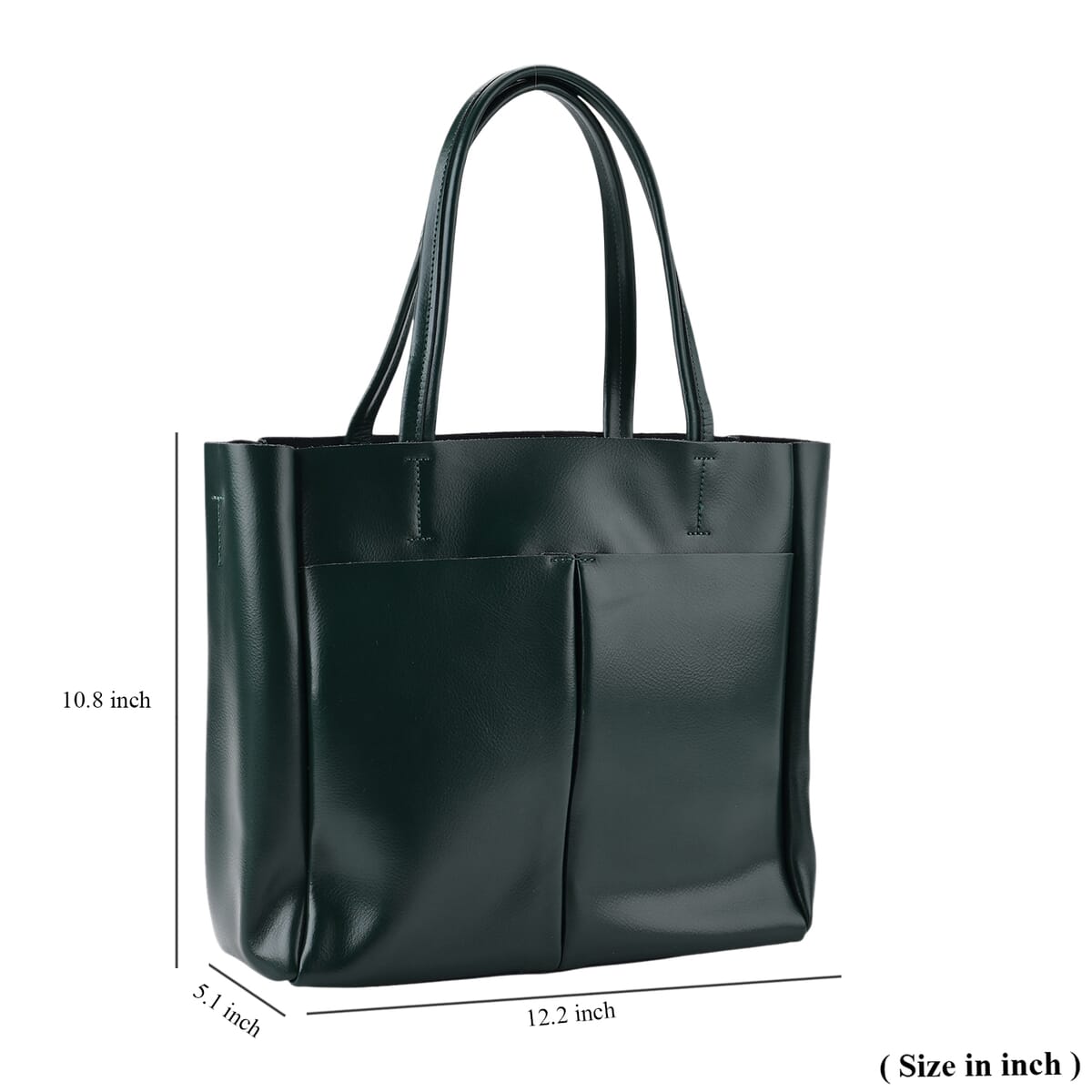 Closeout Deal Green Genuine Leather Tote Bag with Detachable Shoulder Strap image number 6