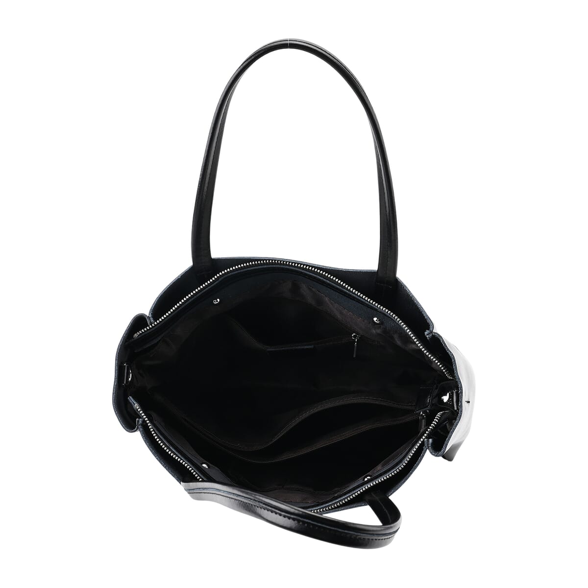 Closeout Deal Black Genuine Leather Tote Bag with Detachable Shoulder Strap image number 4