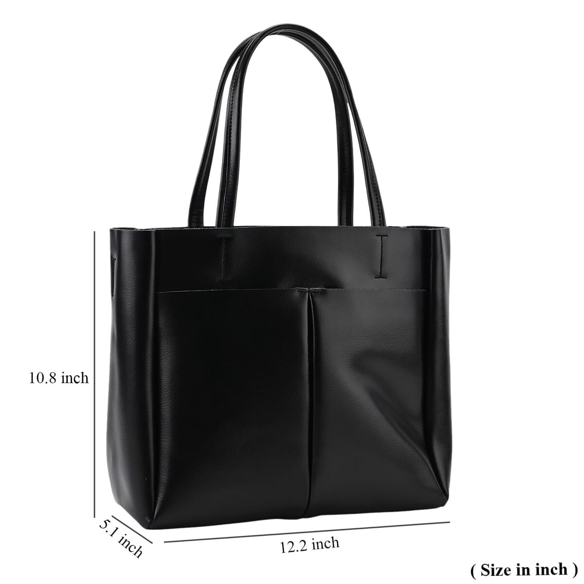 Closeout Deal Black Genuine Leather Tote Bag with Detachable Shoulder Strap image number 6