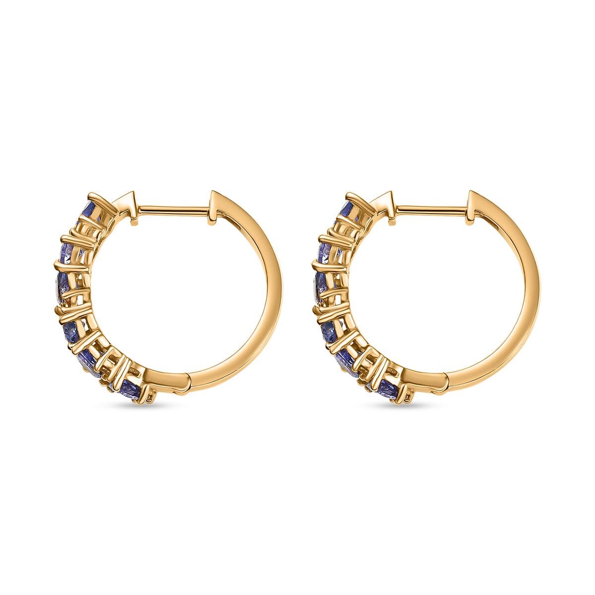 Tanzanite and Madagascar Yellow Sapphire 2.65 ctw Art Deco Earrings in 18K Vermeil Yellow Gold Over Sterling Silver image number 4