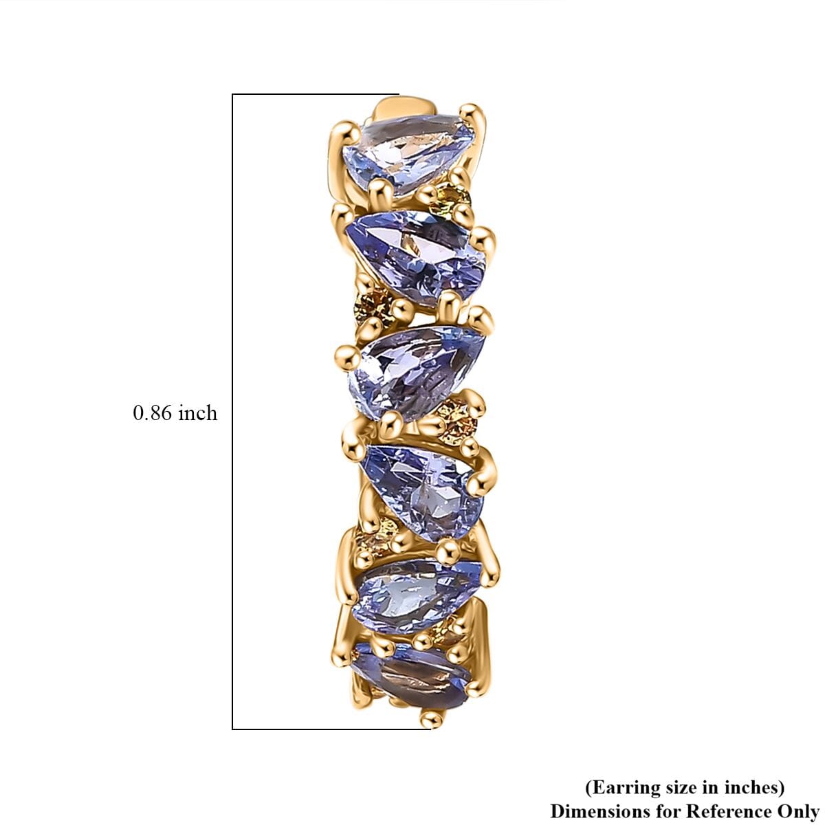 Tanzanite and Madagascar Yellow Sapphire 2.65 ctw Art Deco Earrings in 18K Vermeil Yellow Gold Over Sterling Silver image number 5