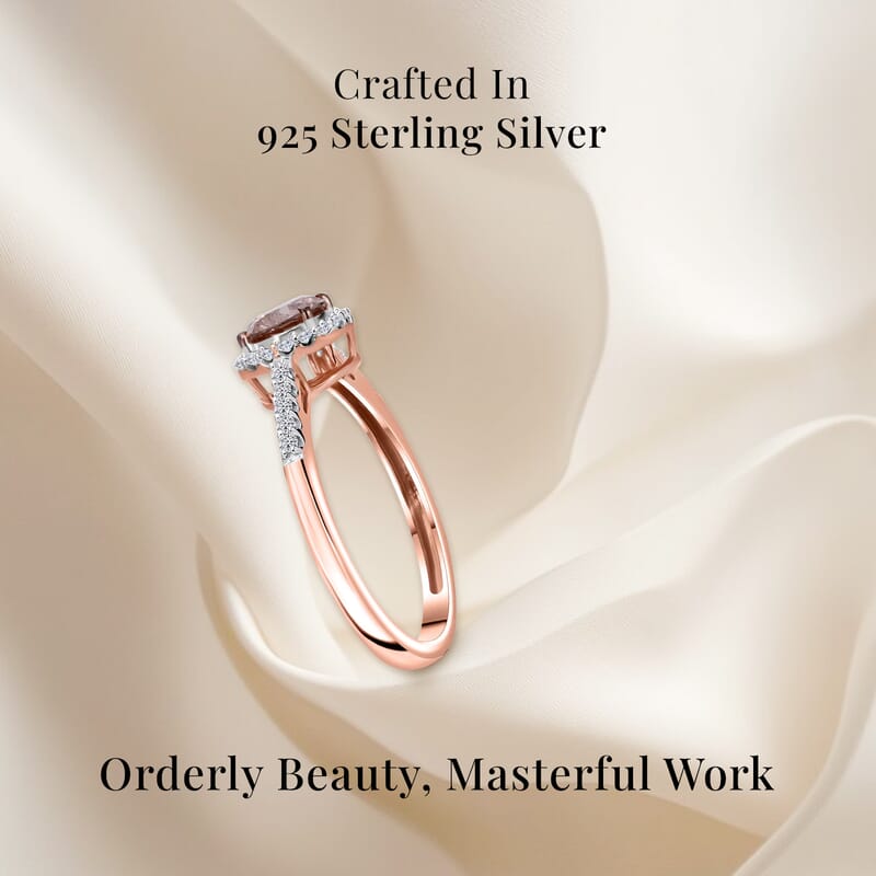 Luxuriant Lab Grown Champagne and White Diamond (VS-SI) Ring in Vermeil RG Over Sterling Silver (Size 10.0) 1.00 ctw