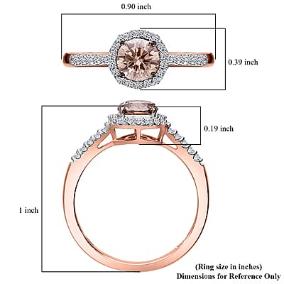 Luxuriant Lab Grown Champagne and White Diamond (VS-SI) Ring in Vermeil RG Over Sterling Silver (Size 10.0) 1.00 ctw
