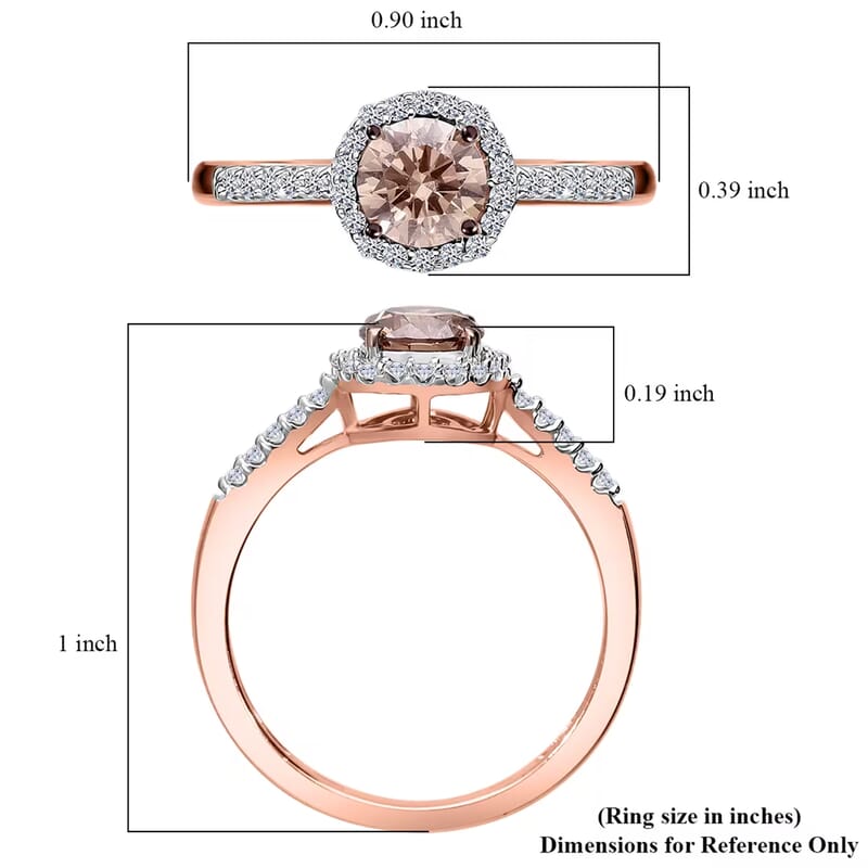 Luxuriant Lab Grown Champagne and White Diamond (VS-SI) Ring in Vermeil RG Over Sterling Silver (Size 10.0) 1.00 ctw