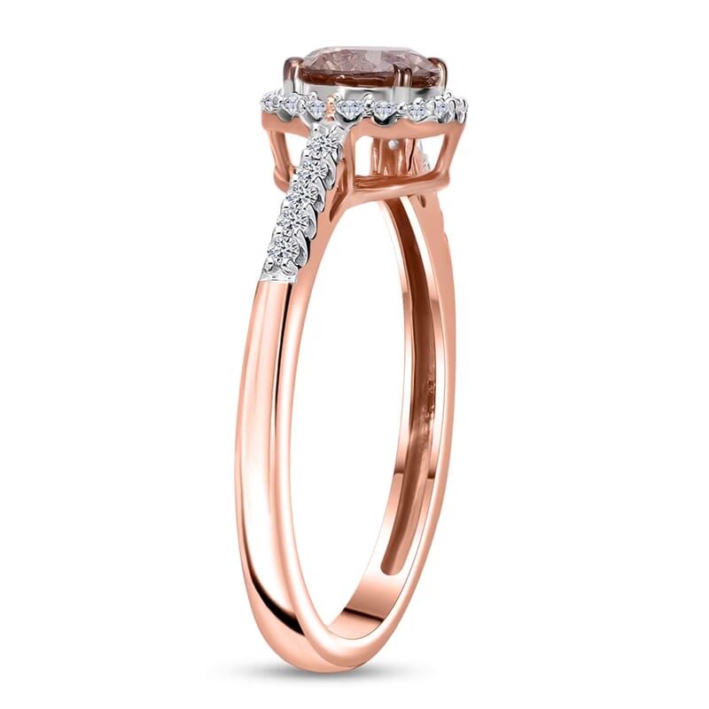 Luxuriant Lab Grown Champagne and White Diamond (VS-SI) Ring in Vermeil RG Over Sterling Silver (Size 10.0) 1.00 ctw