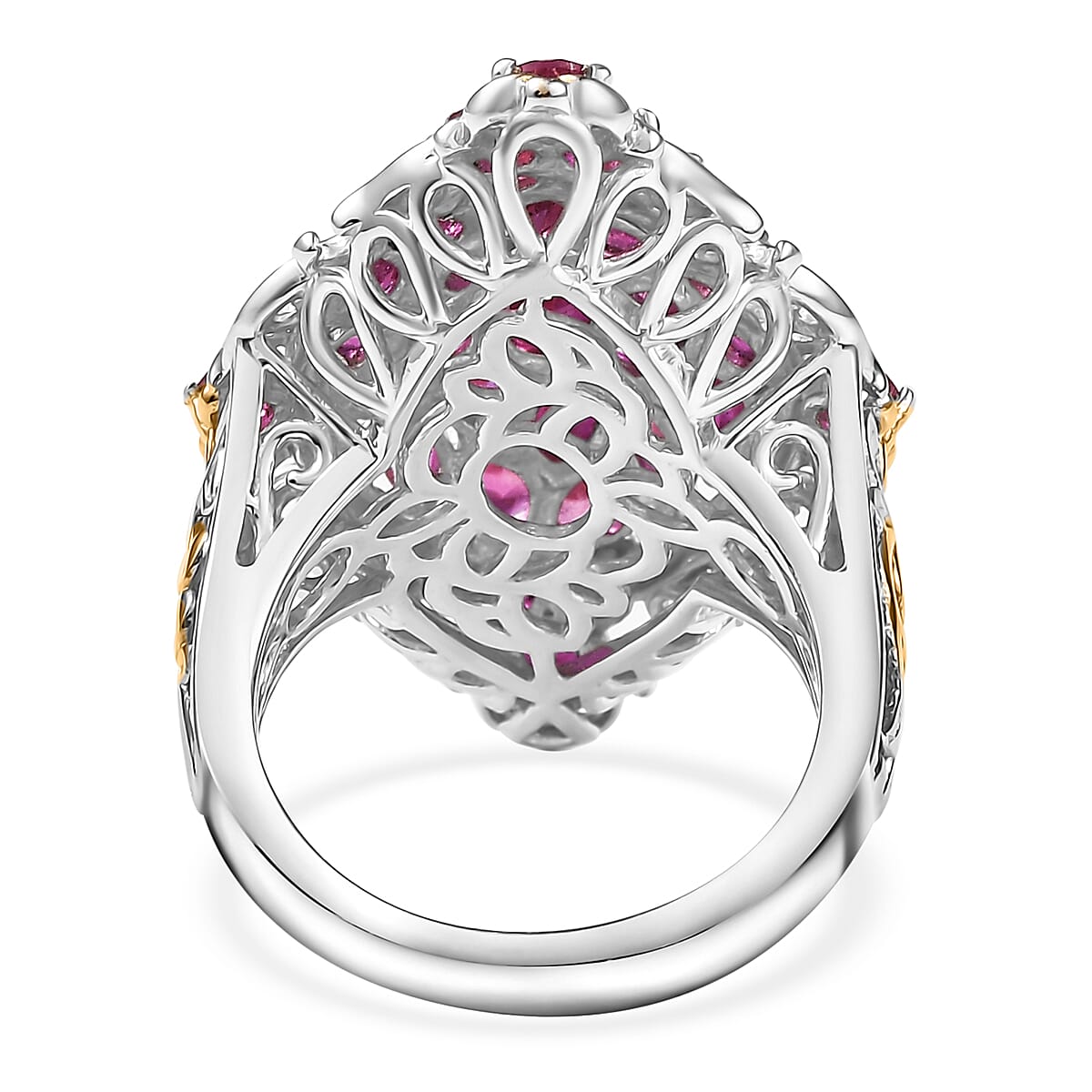 D'Joy Niassa Ruby (FF) 6.15 ctw Art Nouveau Ring in 18K Vermeil YG and Rhodium Over Sterling Silver (Size 10.0) image number 4
