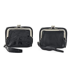 Set of 2 Black 2-in-1 Wristlet Wallet with Detachable Coin Purse
