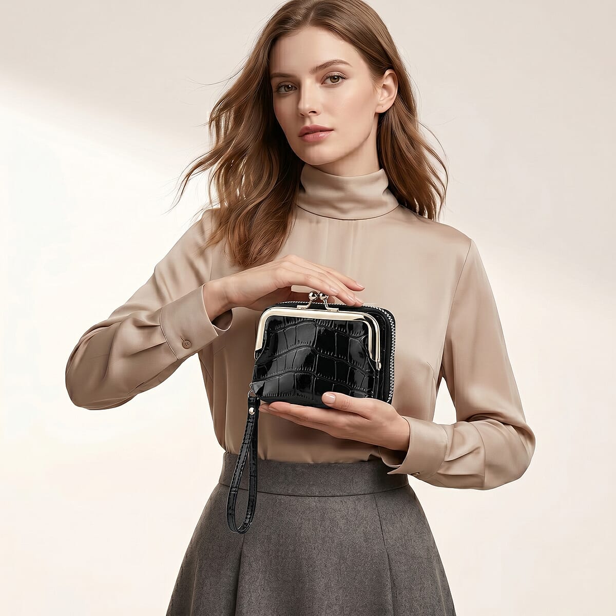 Set of 2 Black 2-in-1 Wristlet Wallet with Detachable Coin Purse image number 2