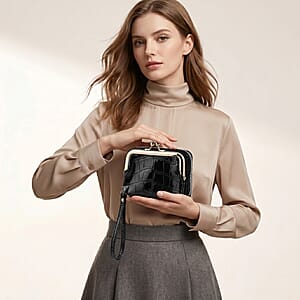 Set of 2 Black 2-in-1 Wristlet Wallet with Detachable Coin Purse