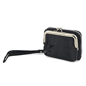 Set of 2 Black 2-in-1 Wristlet Wallet with Detachable Coin Purse