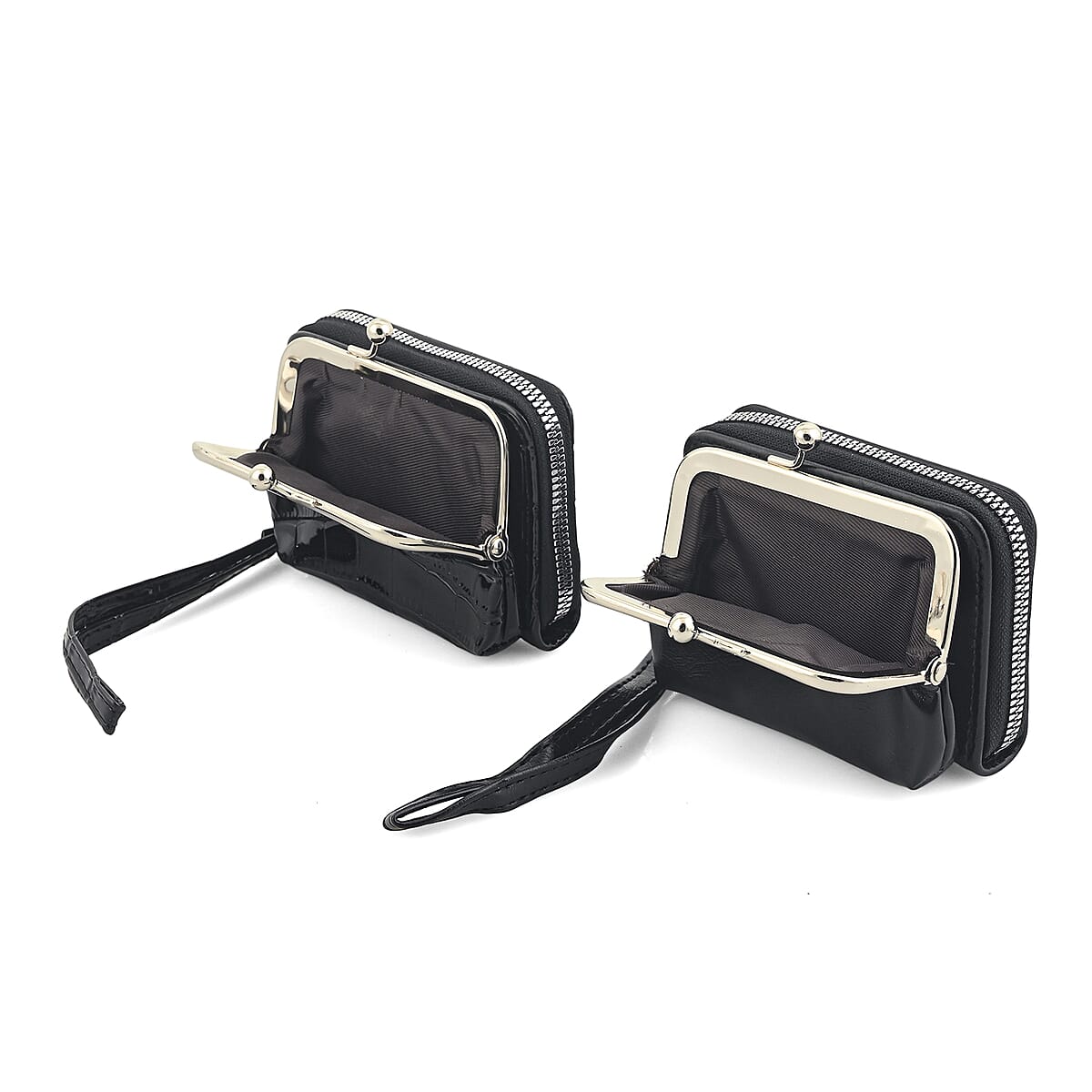 Set of 2 Black 2-in-1 Wristlet Wallet with Detachable Coin Purse image number 4