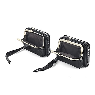 Set of 2 Black 2-in-1 Wristlet Wallet with Detachable Coin Purse