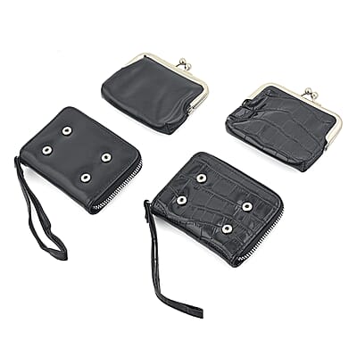 Set of 2 Black 2-in-1 Wristlet Wallet with Detachable Coin Purse