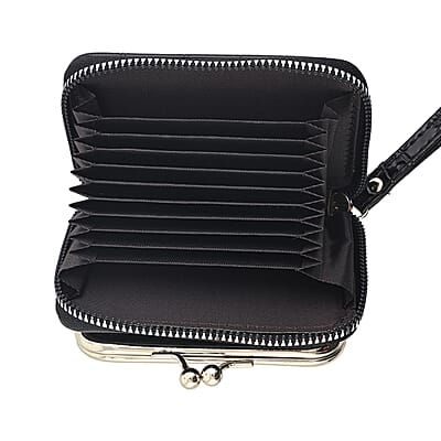 Set of 2 Black 2-in-1 Wristlet Wallet with Detachable Coin Purse