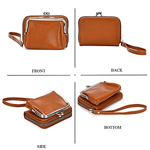 Set of 2 Brown 2-in-1 Wristlet Wallet with Detachable Coin Purse