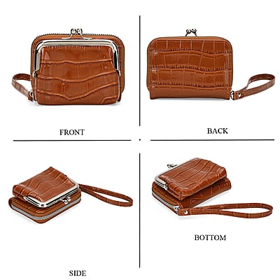 Set of 2 Brown 2-in-1 Wristlet Wallet with Detachable Coin Purse