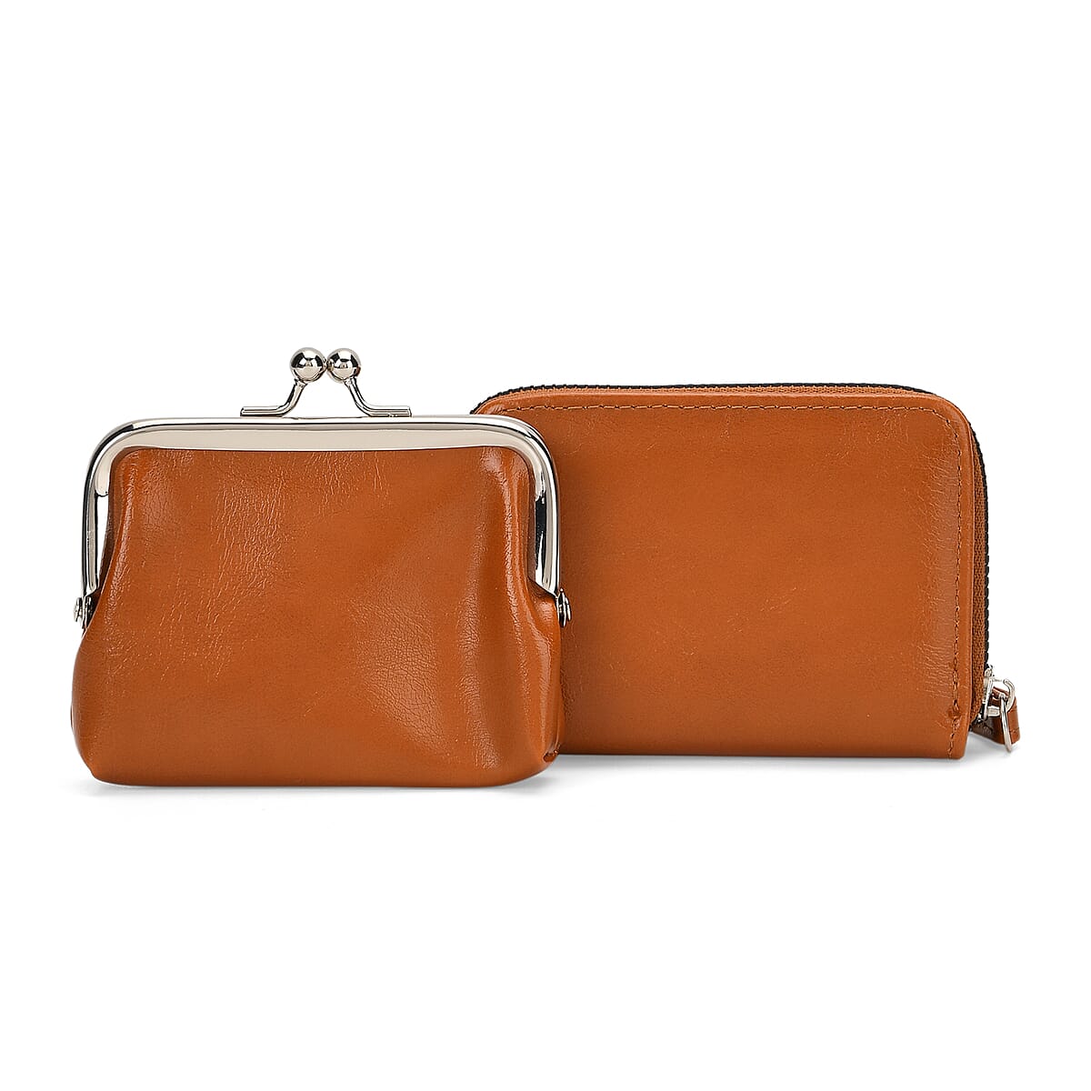 Set of 2 Brown 2-in-1 Wristlet Wallet with Detachable Coin Purse image number 7