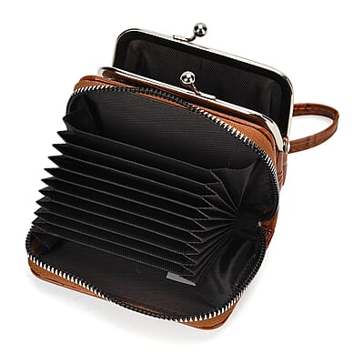 Set of 2 Brown 2-in-1 Wristlet Wallet with Detachable Coin Purse