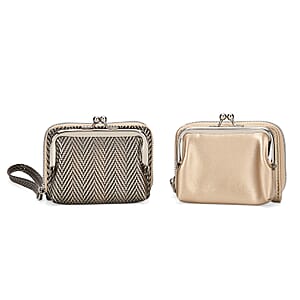 Set of 2 Golden 2-in-1 Wristlet Wallet with Detachable Coin Purse