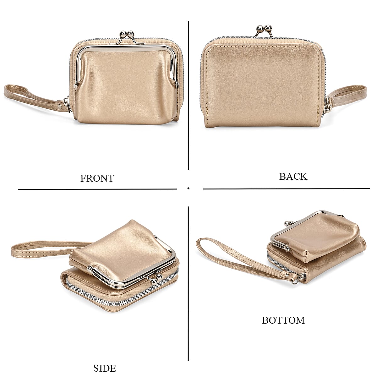 Set of 2 Golden 2-in-1 Wristlet Wallet with Detachable Coin Purse image number 3