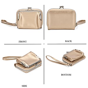 Set of 2 Golden 2-in-1 Wristlet Wallet with Detachable Coin Purse