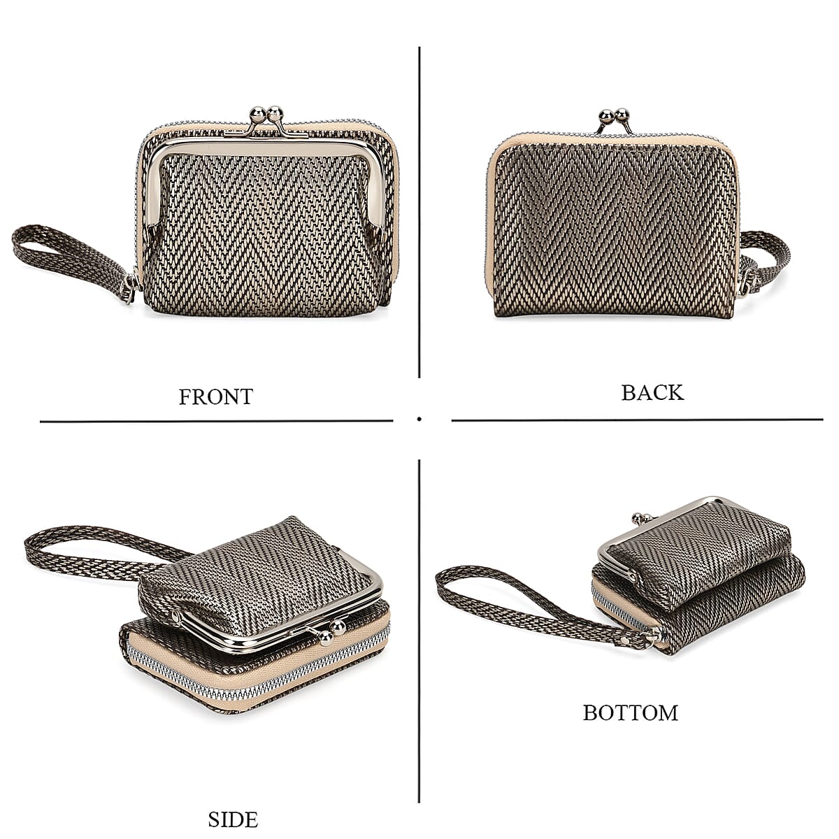 Set of 2 Golden 2-in-1 Wristlet Wallet with Detachable Coin Purse image number 4