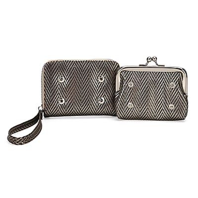 Set of 2 Golden 2-in-1 Wristlet Wallet with Detachable Coin Purse