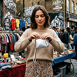 Set of 2 Silver with Gold 2-in-1 Wristlet Wallet with Detachable Coin Purse