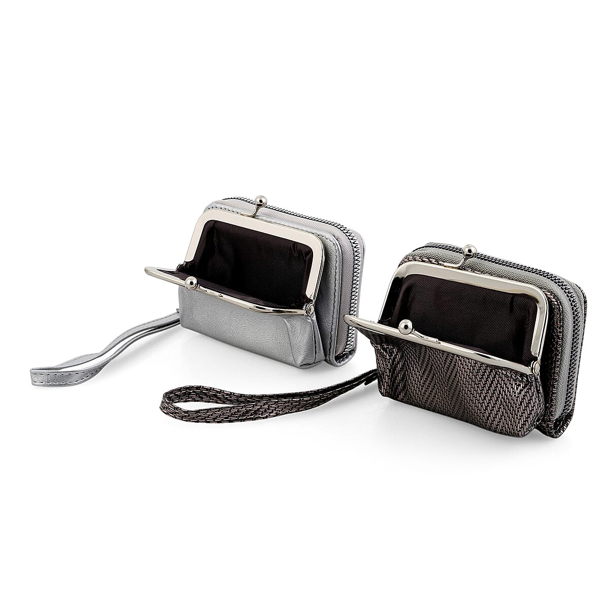 Set of 2 Silver with Gold 2-in-1 Wristlet Wallet with Detachable Coin Purse image number 5