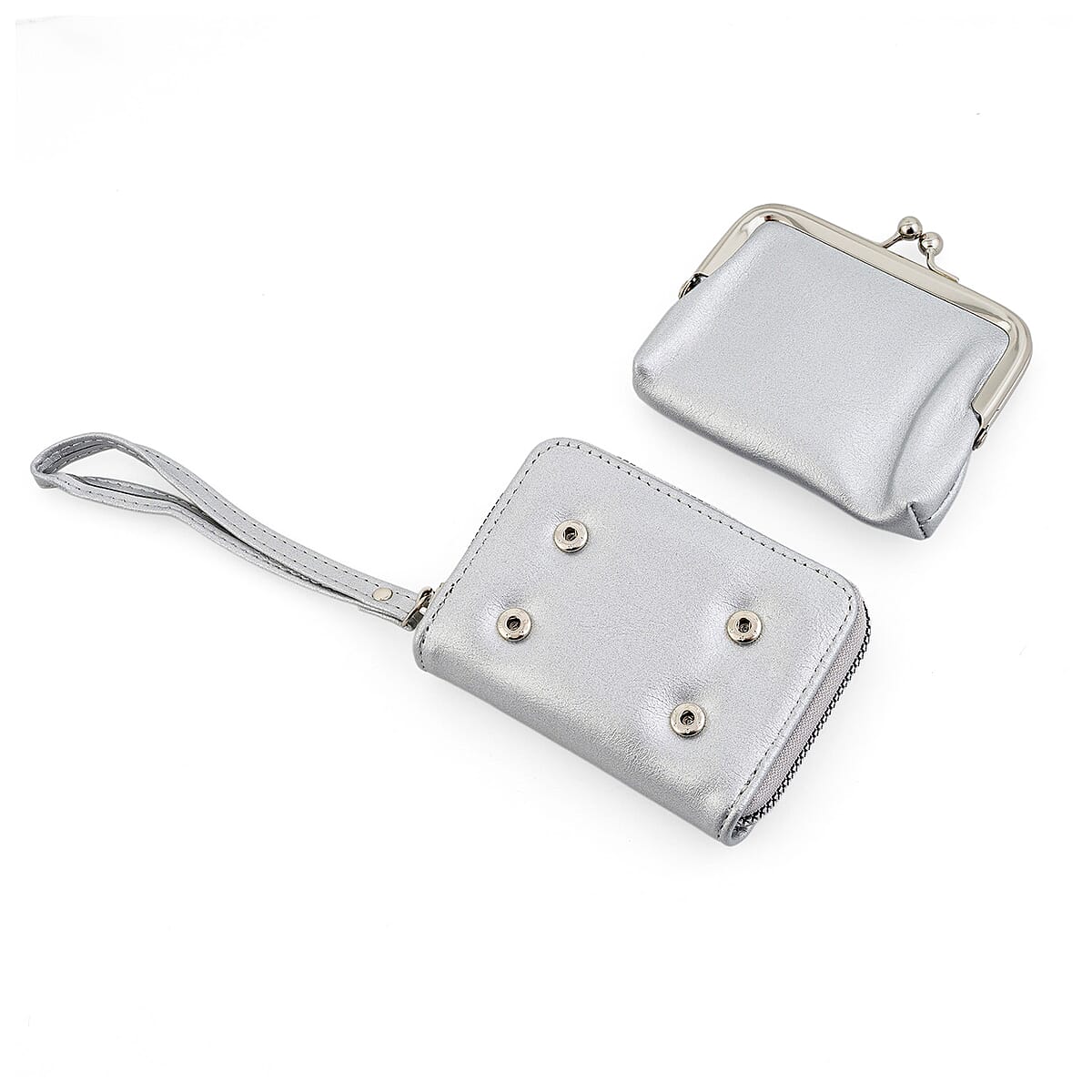 Set of 2 Silver with Gold 2-in-1 Wristlet Wallet with Detachable Coin Purse image number 7