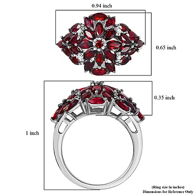 D'Joy Premium Anthill Garnet and White Zircon 2.85 ctw Ring in Rhodium Over Sterling Silver (Size 10.0) 