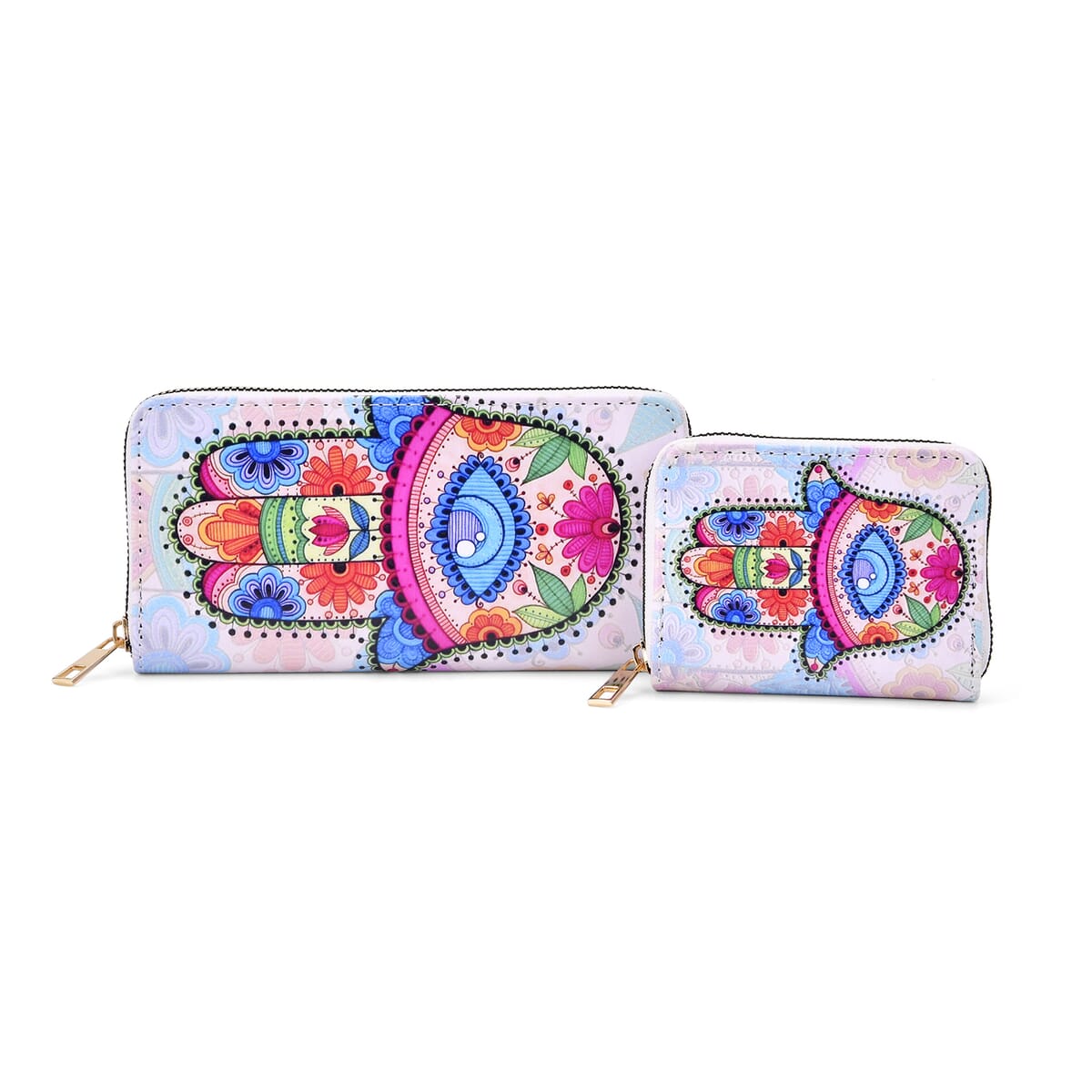 Set of 2 Hamsa Pattern Long Wallet and Small Wallet image number 0