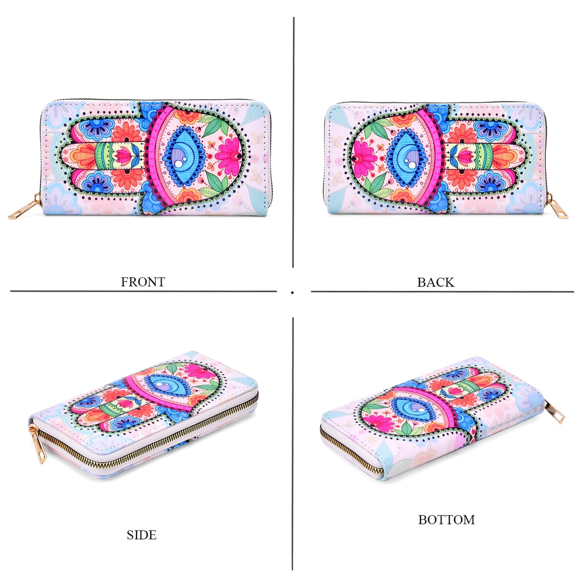 Set of 2 Hamsa Pattern Long Wallet and Small Wallet image number 2