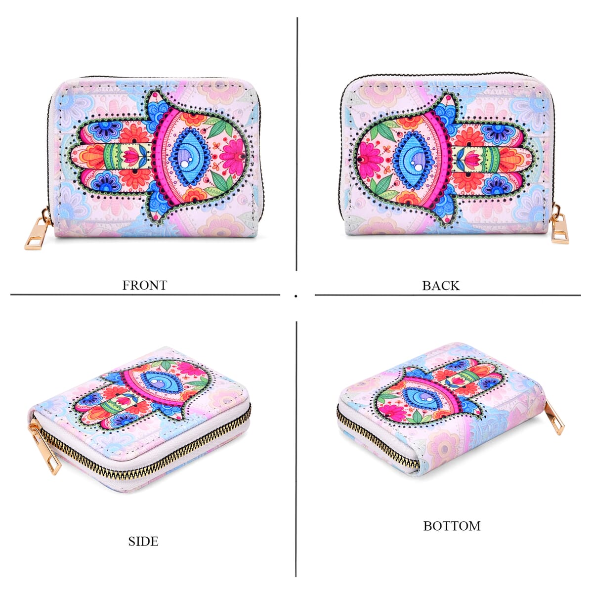 Set of 2 Hamsa Pattern Long Wallet and Small Wallet image number 4