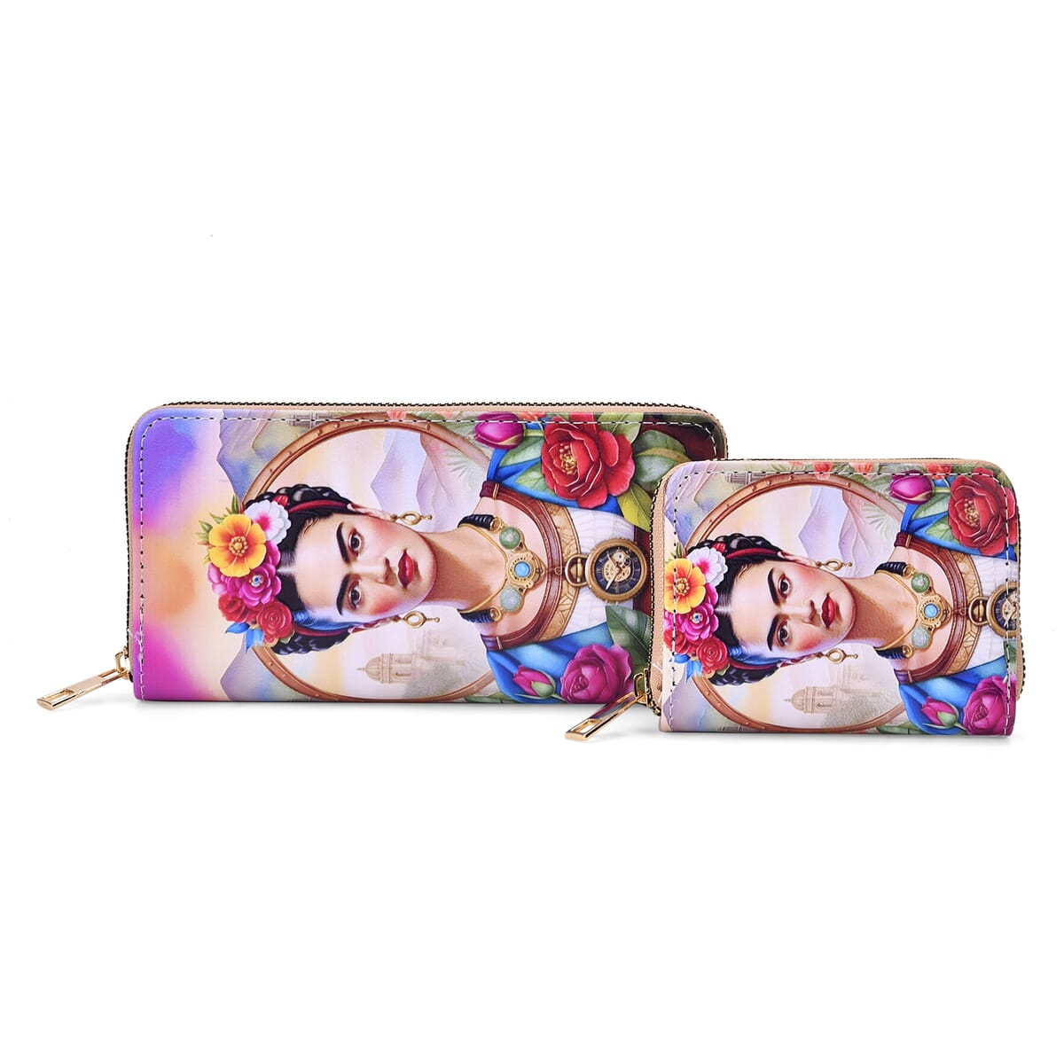 Set of 2 Frida Kahlo Pattern Long Wallet and Small Wallet image number 0
