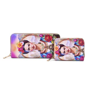 Set of 2 Frida Kahlo Pattern Long Wallet and Small Wallet
