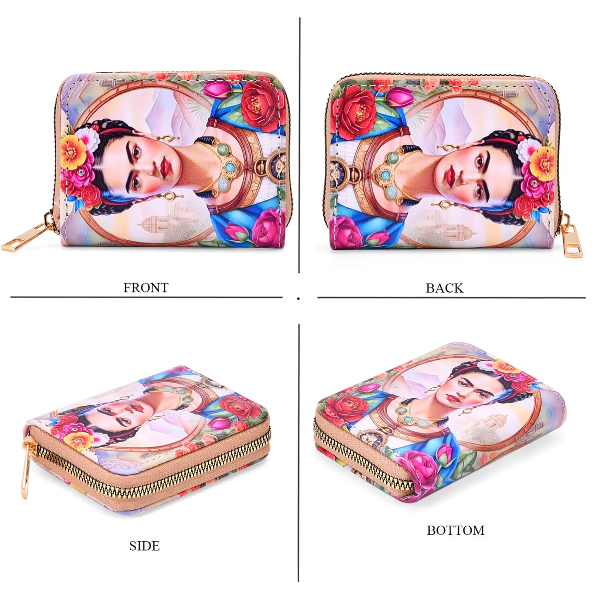 Set of 2 Frida Kahlo Pattern Long Wallet and Small Wallet image number 4
