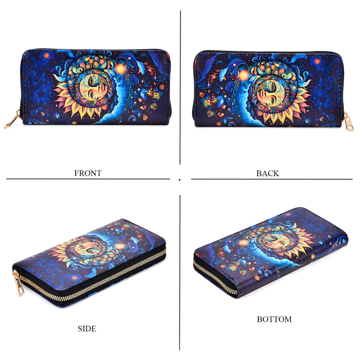 Set of 2 Artistic Sun Pattern Long Wallet and Small Wallet image number 2