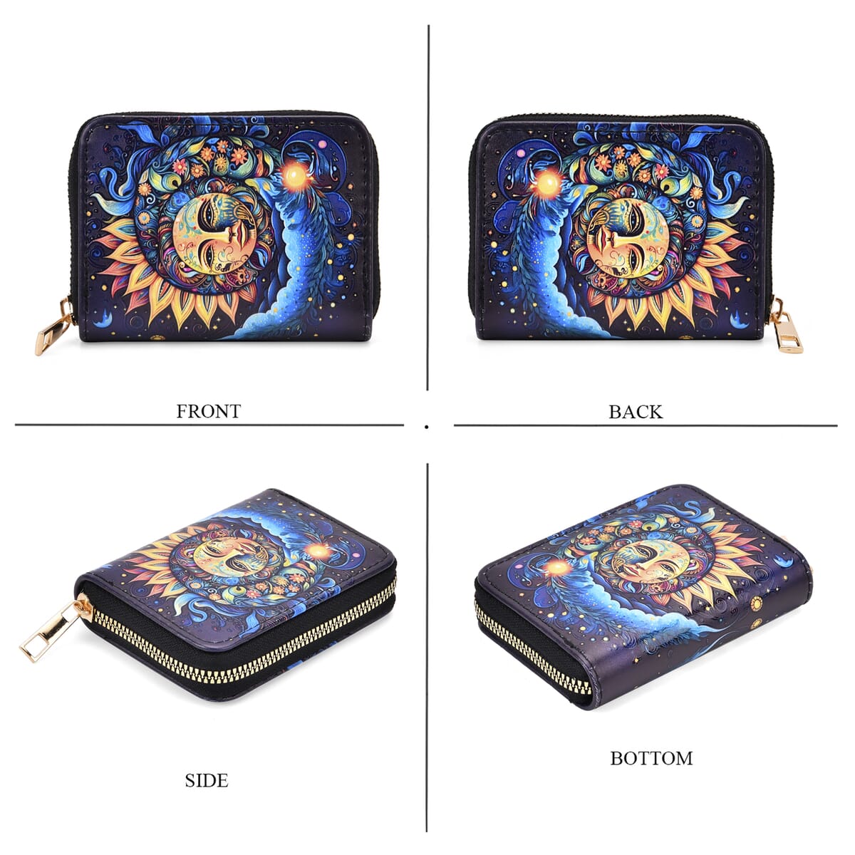 Set of 2 Artistic Sun Pattern Long Wallet and Small Wallet image number 4