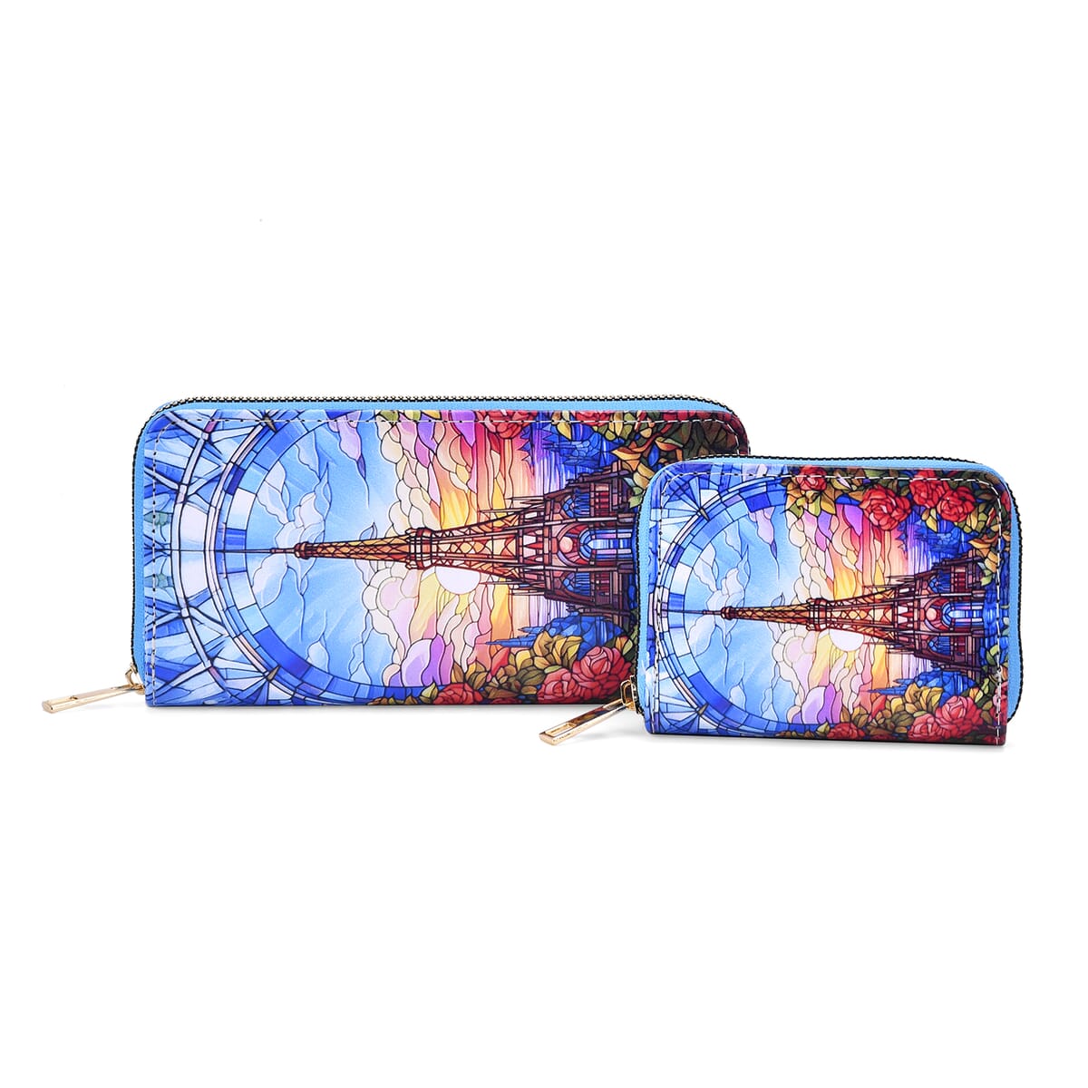 Set of 2 The Eiffel Tower Pattern Long Wallet and Small Wallet image number 0